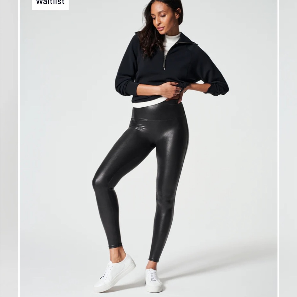 Black Spanx Faux Leather Leggings, size small